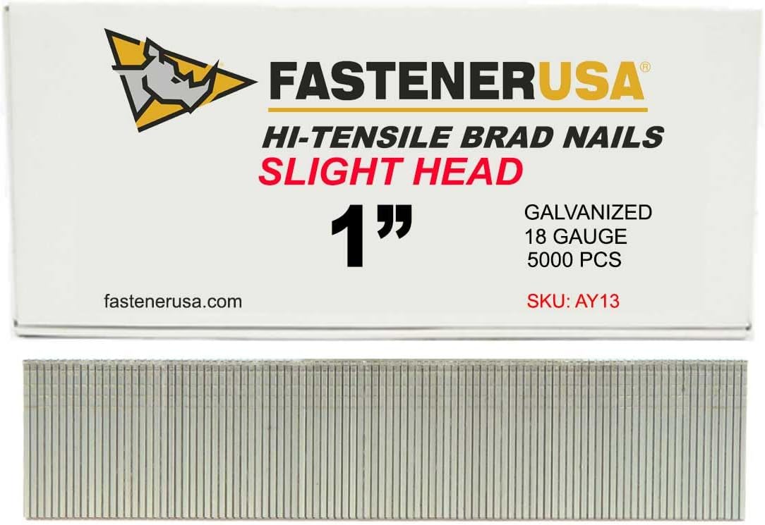 BRAD NAILS, BRAND, CATEGORY, FASTENERUSA, 1" SLIGHT HEAD BRAD NAILS 18GA GALV 5,000ct | AY13