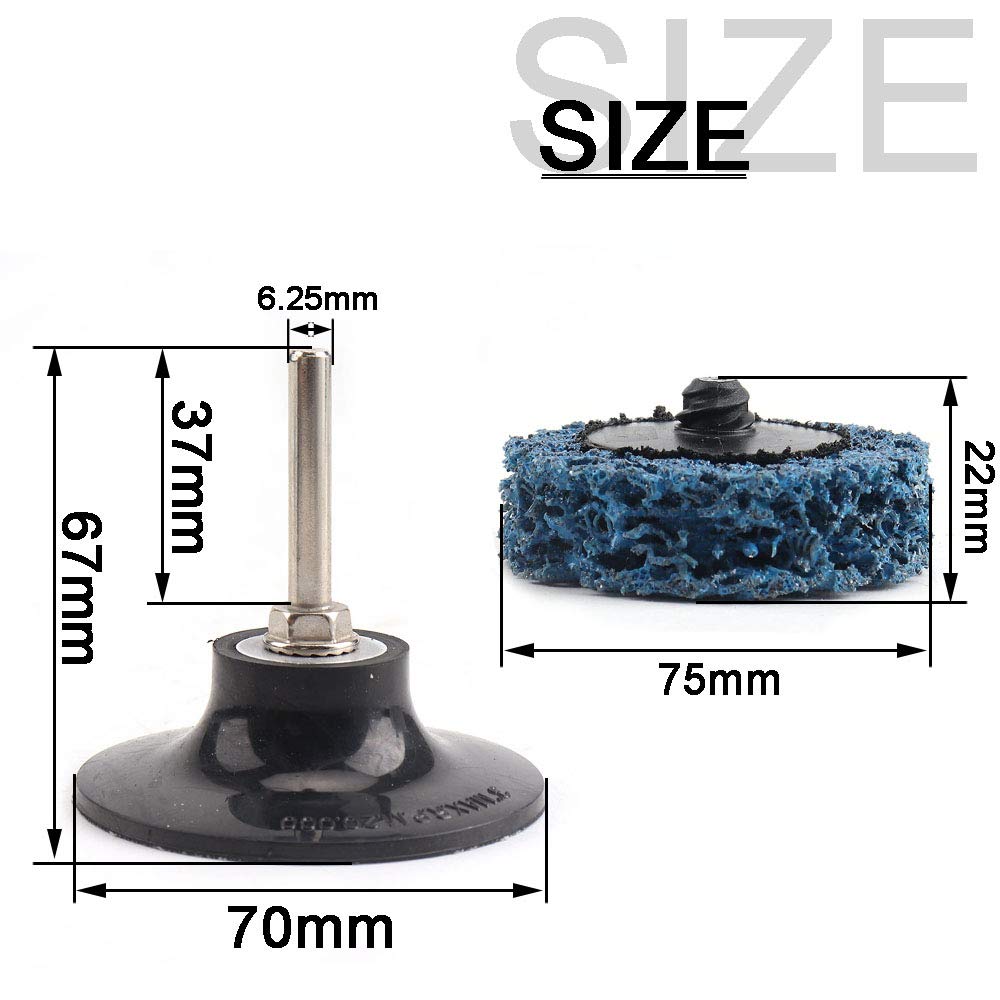 BRAND, CATEGORY, QUICK CHANGE DISCS, SI FANG, 10 Pack 3'' Abrasives Strip & Clean Quick Change Discs with 1Pc Backing Pad, Quick Change Sanding Disc Stripping Wheel for Die Grinder Removing Paint Rust