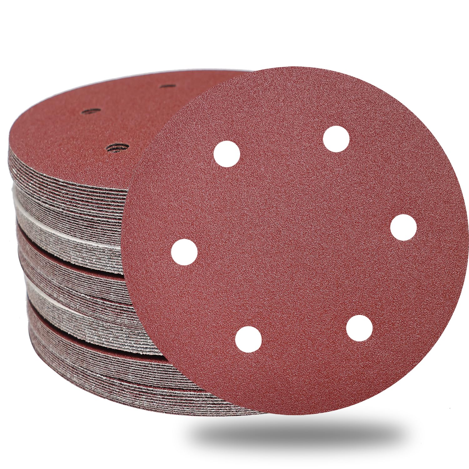 BRAND, CATEGORY, HOOK & LOOP DISCS, TONMP, 100 PCS 9-Inch 6-Hole Drywall Sanding Discs Set - 60 80 120 150 240 Grits Sandpaper, 9" Aluminum Oxide Hook-and-Loop Drywall Sander Paper for Power Drywall Sander