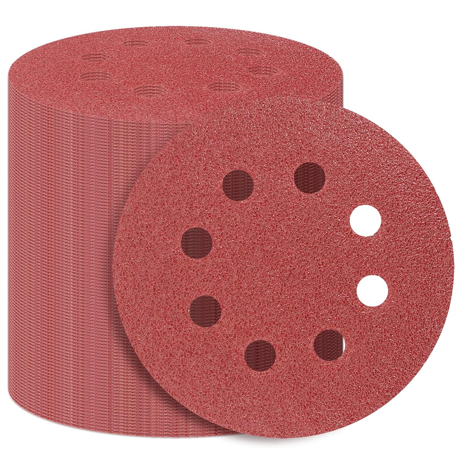 BRAND, CATEGORY, DRLIFE, SANDING DISC BACKING PADS, 100 Pieces 5 Inch Sanding Disc 120 Grit, DRLIFE 8 Hole Sandpaper Hook and Loop Sanding Pads Round Orbital Sandpaper for Random Orbital Sander