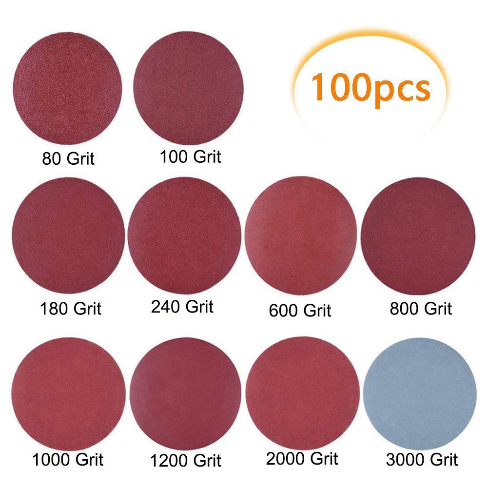 BRAND, CATEGORY, CENGOOD, HOOK & LOOP DISCS, 100Pcs 6" Hook & Loop Sanding Discs,AchNau Sanding Pads 80/100/180/240/600/800/1000/1200/2000/3000 Assorted Grits