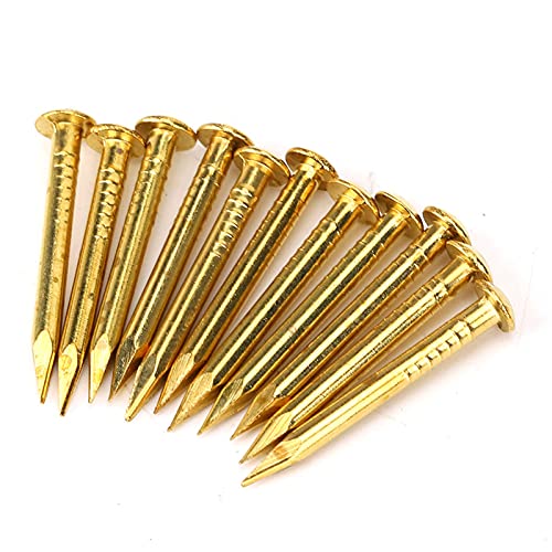 BRAND, CATEGORY, TACKS, VIAGASAFAMIDO, 100Pcs Brass Escutcheon Tacks, Round Head Gold Nails Antique Vintage Furniture Brad Nails Hinge Hardware Accessories(22mm Length Thicker)