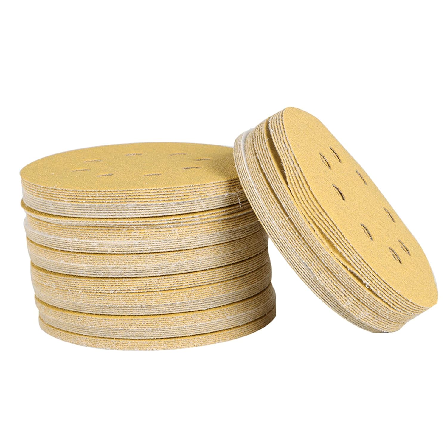 BRAND, CATEGORY, FINDMALL, HOOK & LOOP DISCS, 100Pcs Hook and Loop Pads Sanding Disc 5-Inch 8-Hole 100-Grit Aluminum Oxide Round Flocking Sandpaper Fit for Sanding Grinder Polishing Accessories