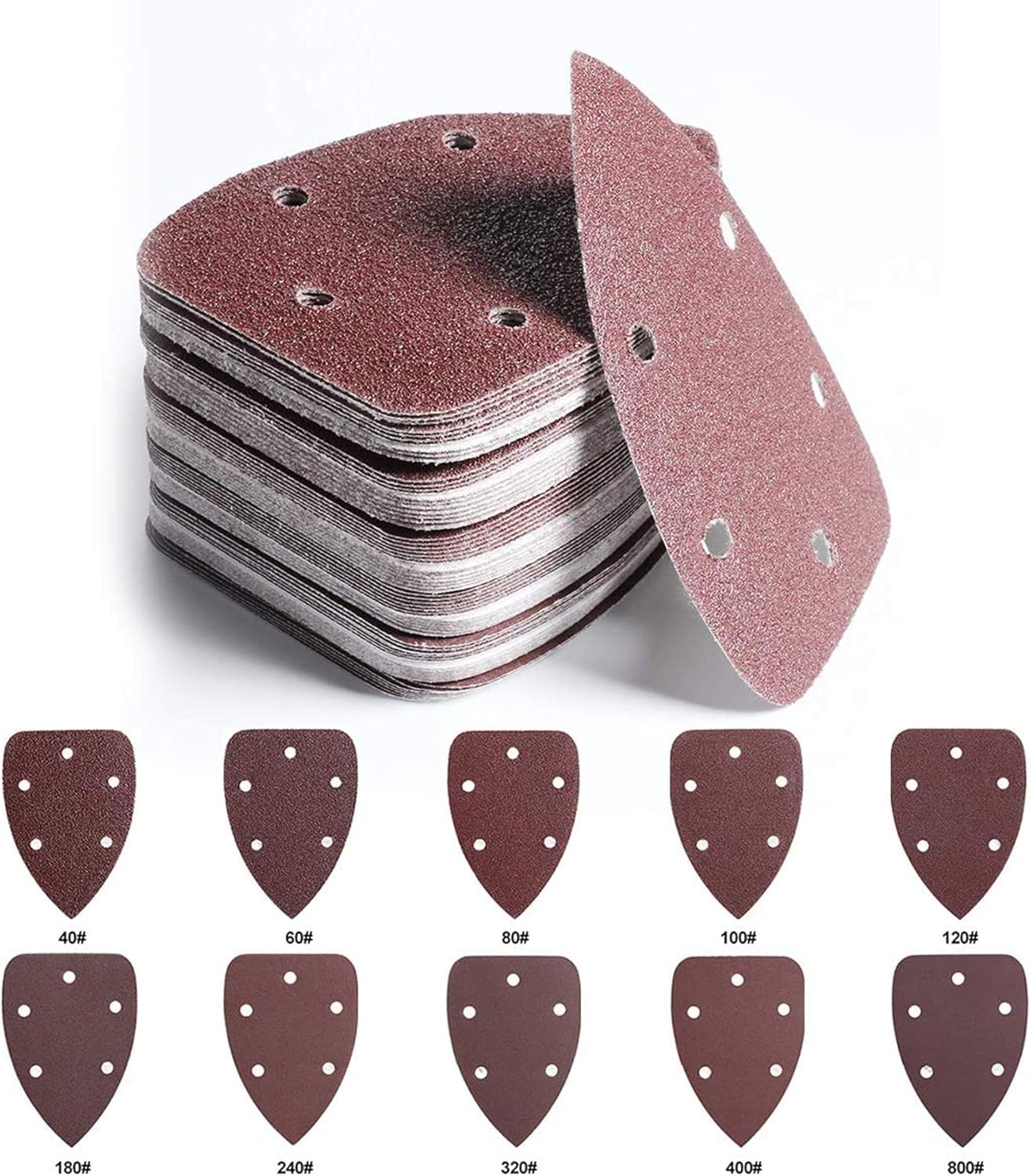 BRAND, CATEGORY, HOMEJIA, HOOK & LOOP DISCS, 100pcs Mouse Detail Sander Sandpaper 14090MM Sanding Paper Assorted 40 60 80 120 180 240 320 400 600 800 Grits Used for polishing furniture metal (Mouse Sander Sandpaper)