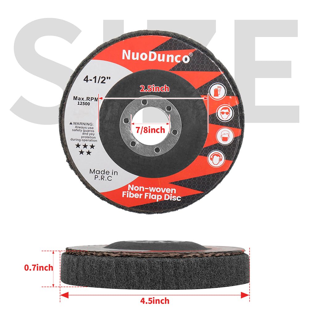 BRAND, CATEGORY, FLAP DISCS, NUODUNCO, 10Pcs Wool Flap Disc + 15Pcs 180# 320# 600# Nylon Fiber Flap Disc 4 1/2 Inch Angle Grinder Attachment for Metal & Wood Surfaces