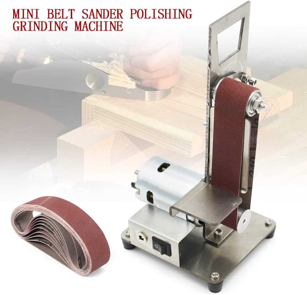 BELT SANDERS, BRAND, CATEGORY, ZHFEISY, 13"x1.18" Belt Sander Mini Electric Desktop Belt Grinder Kit Abrasive Belt Polisher Sharpener DIY Sanding Machine, 7-Adjustable Angle for Knife Making, Woodworking (757Motor, 110V, 100W)