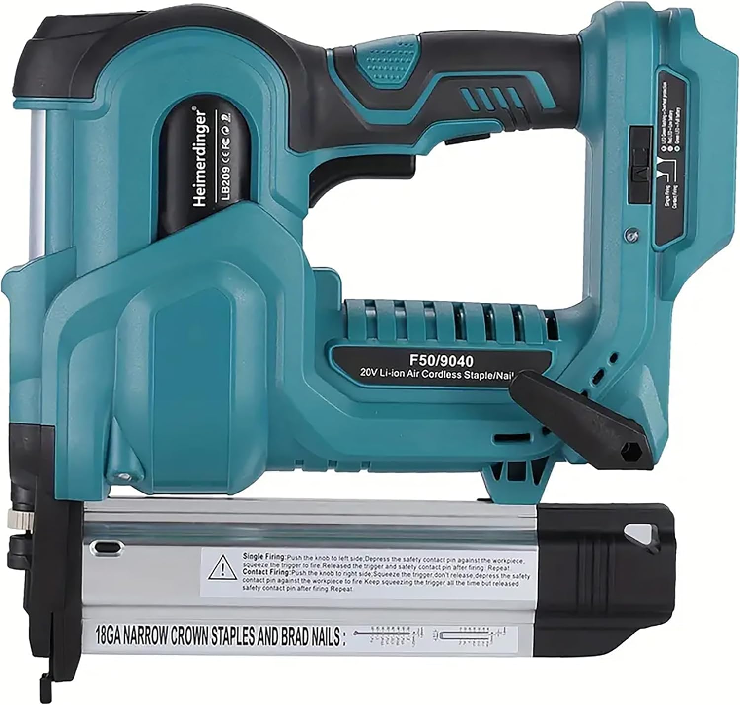 BRAD NAILERS, BRAND, CATEGORY, HEIMERDINGER, 18 Gauge Cordless Nail Gun for Makita 18V Battery, 2 in 1 Electric Stapler Gun Drives 2 Inches Nailer for Upholstery and Woodworking,Tool Only