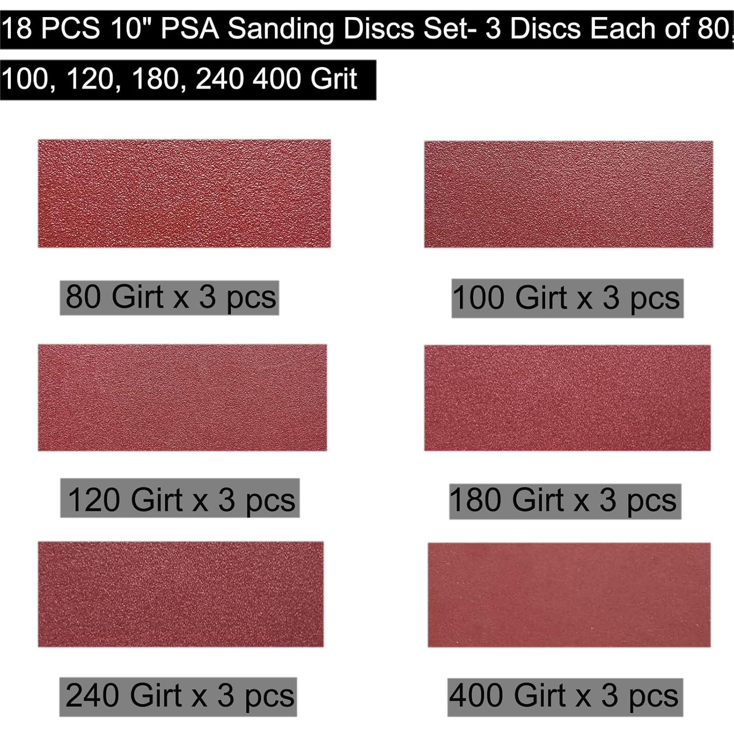 BRAND, CATEGORY, PSA DISCS, SACKORANGE, 18 PCS 10" PSA Sanding Discs Set - 80, 100, 120, 180, 240 400 Grit Sander Discs - Sandpaper Discs with PSA Self Adhesive for Drywall, Floor, Woodworking, Auto for Power Sander (10 Inch)