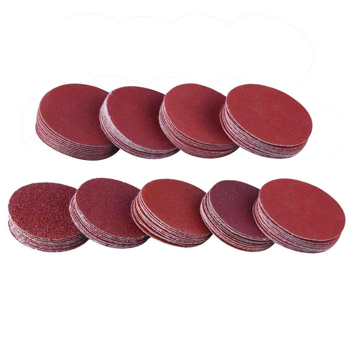 BRAND, CATEGORY, HOOK & LOOP DISCS, VOTHERZAAR, 180PCS 2 inch Sanding Discs Hook and Loop, VÉZAAR Woodworking Sanding Pad Aluminum Oxide Sandpaper Headlight Restoration Polishing Finishing Assortments Grit of 60 80 100 120 180 240 320 400 600