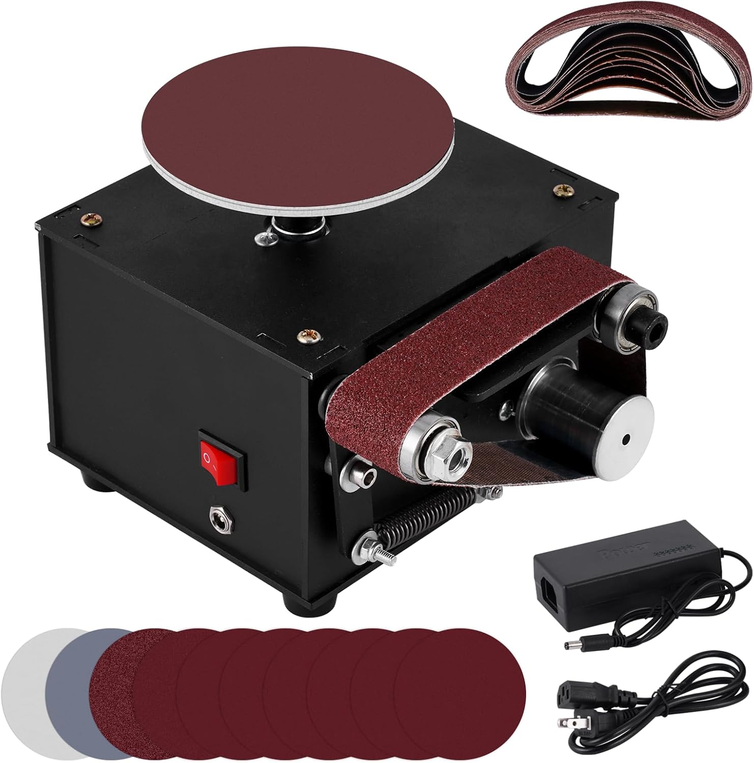 BELT SANDERS, BRAND, CATEGORY, MXBAOHENG, 2 in 1 Mini Belt Disc Sander,4 Inch Sanding Disc Machine,1.18 x 13 inch Belt Sander 8000RPM for Knife Sharpening, Wood, Crafts, Metal, Stone, and Scissors Grinding