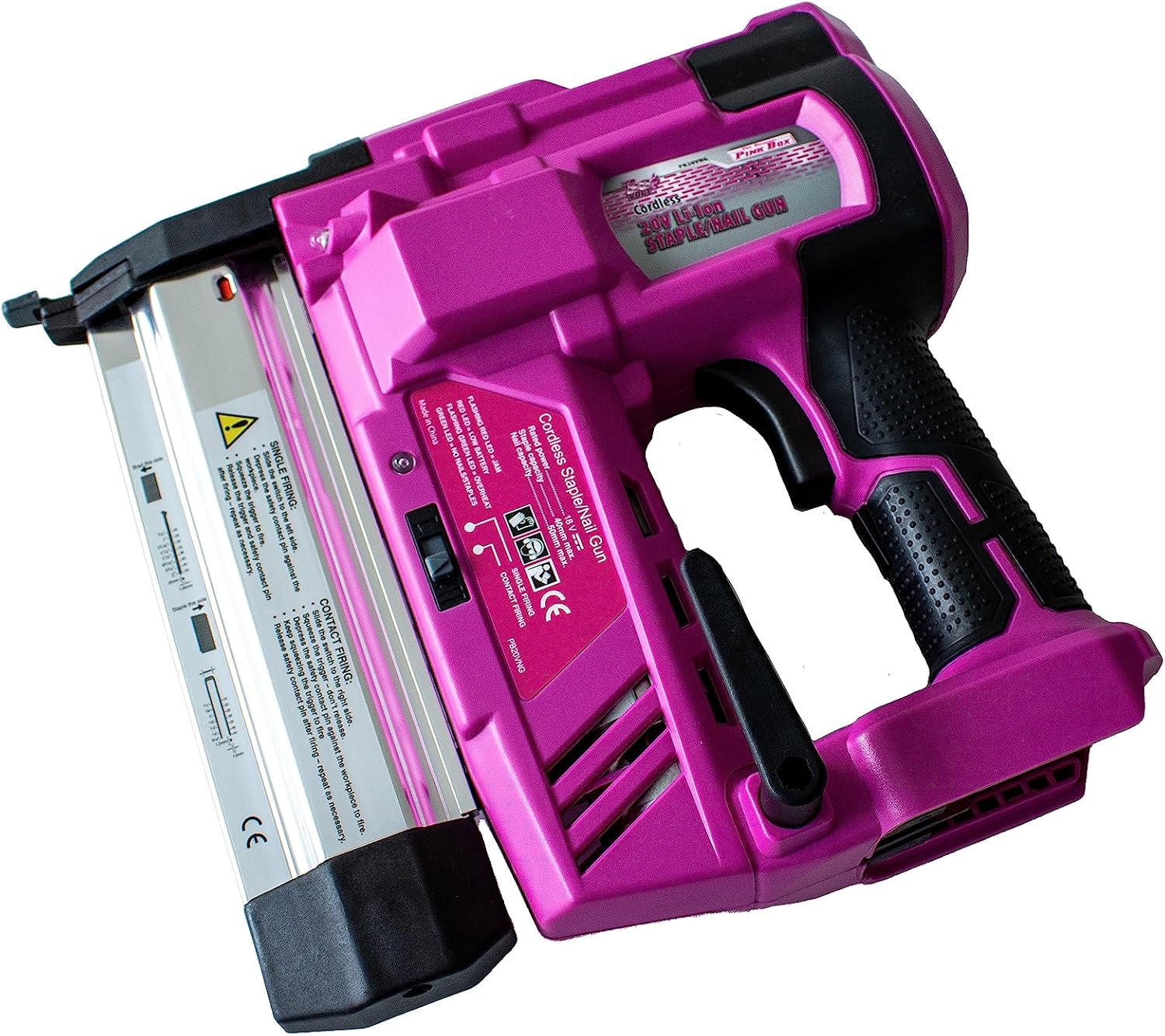 BRAD NAILERS, BRAND, CATEGORY, THE ORIGINAL PINK BOX, 20-Volt Lithium-Ion Cordless 2-in1 Brad Nailer/Stapler with 4Ah Battery, Pink