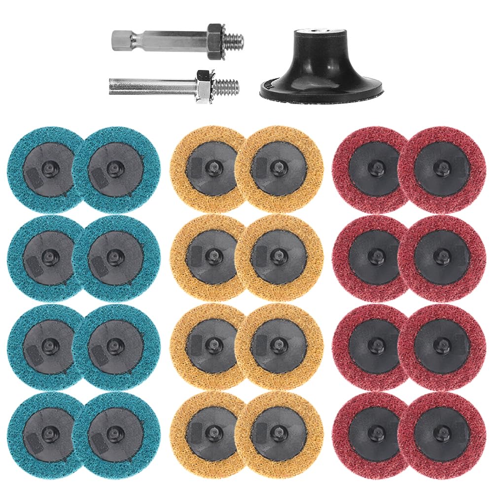 BRAND, CATEGORY, QUICK CHANGE DISCS, SI FANG, 25Pcs 3 inch Roll Lock Sanding Discs Set, R-Type Quick Change Disc with 1/4'' for Die Grinder Fine Medium Coarse Grit Sanding Discs Surface Conditioning Scuff Pads Holder