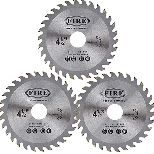 BRAND, CATEGORY, CIRCULAR SAW BLADES, NUODUNCO, 3 Pack 4-1/2 Inch 30T Circular Saw Blade with 7/8 Inch Arbor, Carbide Tipped Teeth High-Speed Woodworking Cutting Saw Blade for Angle Grinder