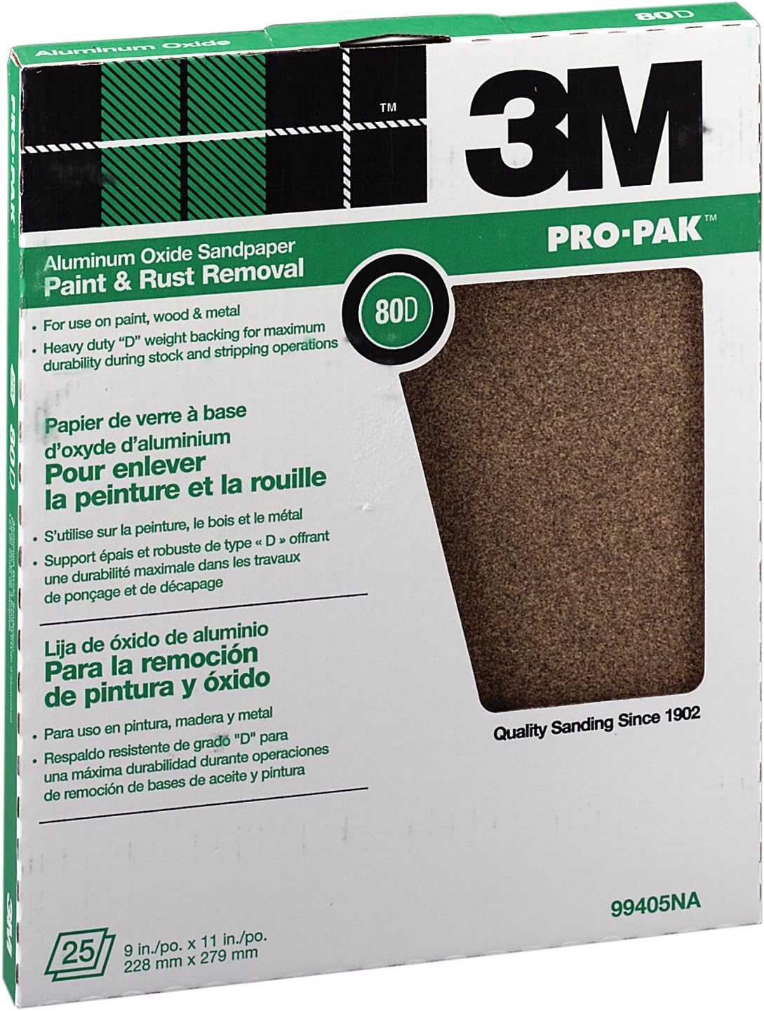 3M, 3M, BRAND, CATEGORY, SANDING SHEETS, 3M 99405NA 80D Grit Pro-Pak Paint & Rust Removal Sandpaper Sheets