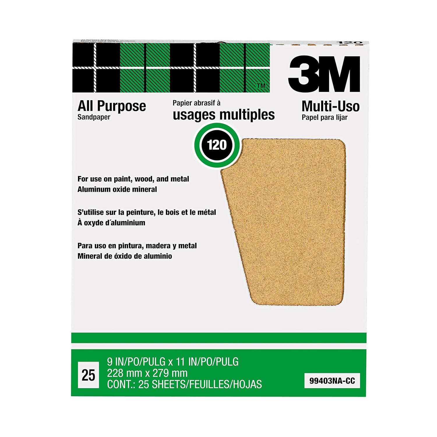 3M, 3M, BRAND, CATEGORY, SANDING SHEETS, 3M Pro-Pak Aluminum Oxide Sheets for Paint and Rust Removal, 9-In by 11-In, 120 Grit