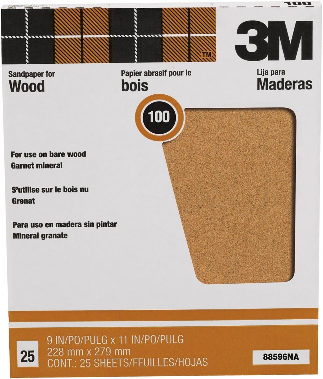 3M, 3M, BRAND, CATEGORY, SANDING SHEETS, 3m 88596 Pro-pak Garnet Sandpaper, 100 Grit, 9" X 11", 25-count