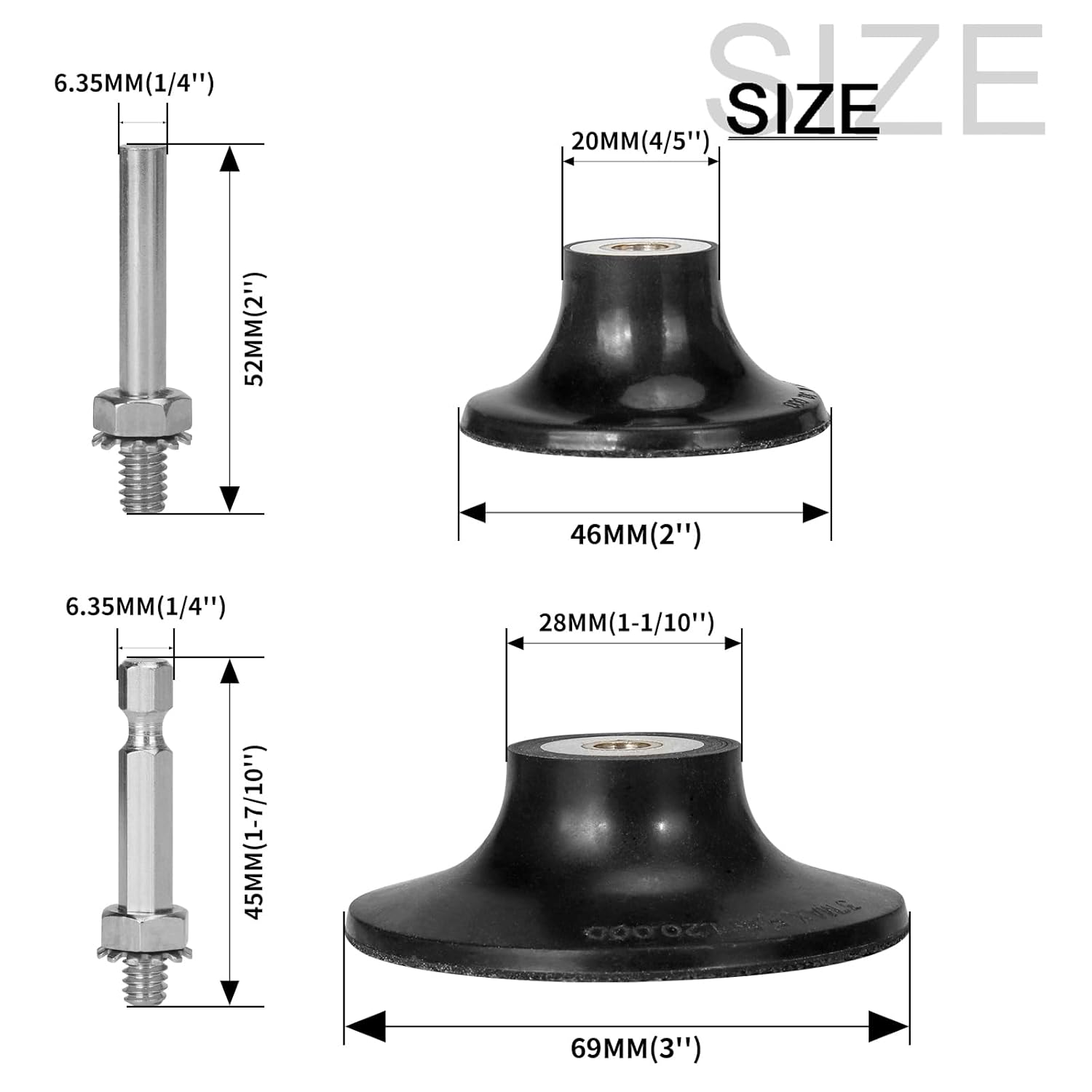 BRAND, CATEGORY, QUICK CHANGE DISCS, SI FANG, 4 Pack 2" 3" Quick Change Disc Pad Holder with 1/4inch Shank for Type R Sanding Discs Polishing, Surface Preparation, Round/Hex Double Replacement Rod for Drill Rotary Tool & Die Grinder Accessories