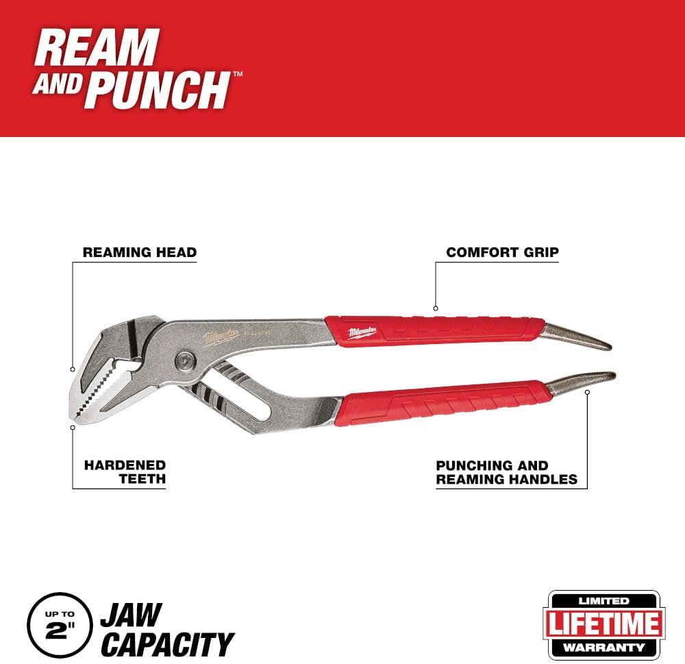 BRAND, CATEGORY, MILWAUKEE, VISE GRIPS & LOCKING PLIERS, 48-22-6310 10", Straight Jaw Pliers with Ream & Punch Exposed Metal Handles & Precision Ground Plier Head