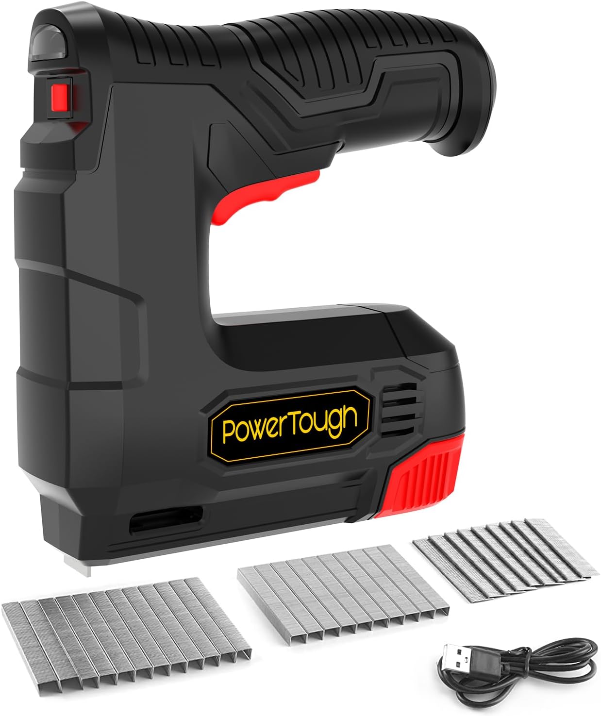 BRAD NAILERS, BRAND, CATEGORY, POWERTOUGH, 4v Cordless Staple Gun/Brad Nailer 2 in 1 Free Staple USB Cable 2000pcs Free Staple and Brad Nails(T90:8mmx1000+6mmx500pcs, 18GA:10mmx500)