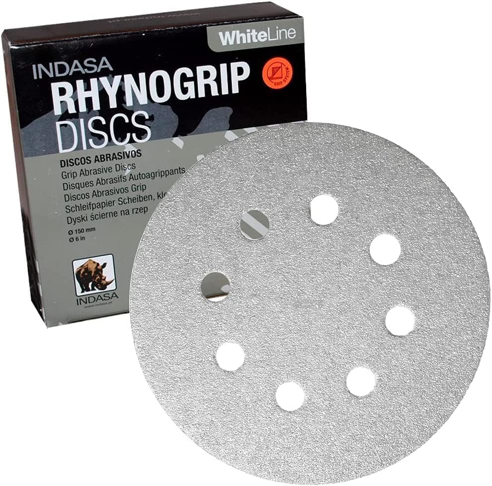 BRAND, CATEGORY, HOOK & LOOP DISCS, INDASA, 5 inch 8 Hole Hook and Loop 120 Grit Sandpaper Discs 50/box