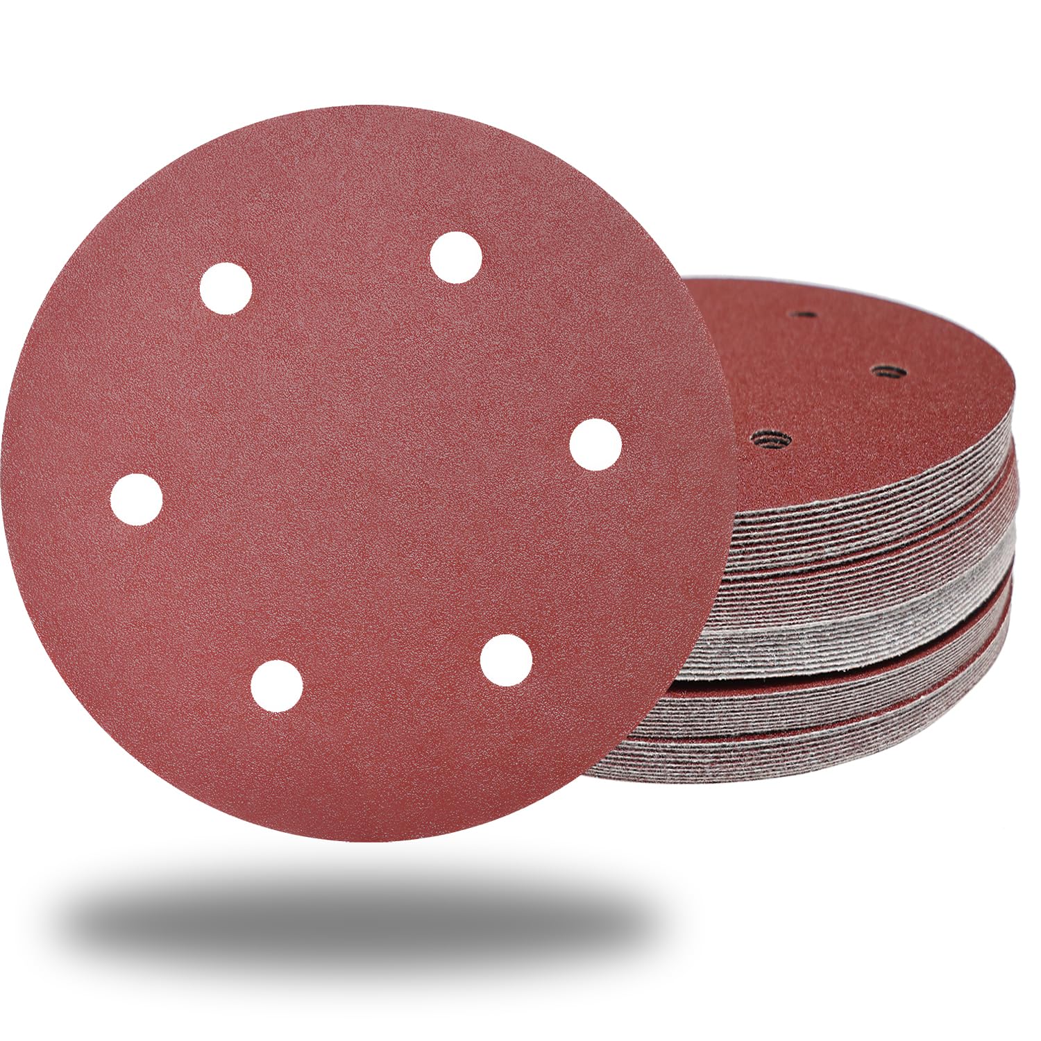 BRAND, CATEGORY, HOOK & LOOP DISCS, TONMP, 50 PCS 9 Inch 6 Hole 120 Grit Drywall Sanding Discs - 9" Hook & Loop Aluminum Oxide Sander Disc Grinding Abrasive Sandpaper for Powe Drywall Sander Wood Furniture Finishing