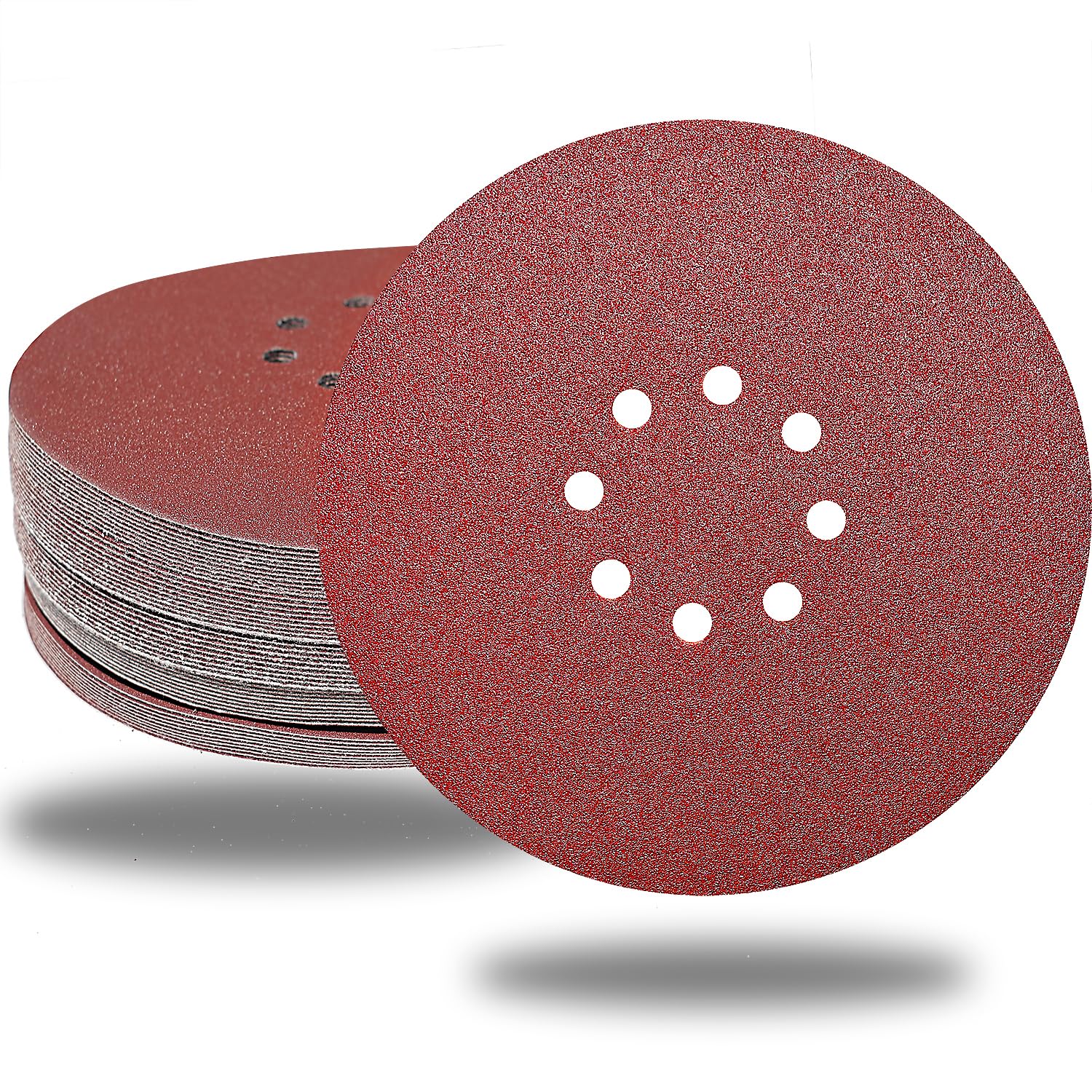 BRAND, CATEGORY, HOOK & LOOP DISCS, TONMP, 50 PCS 9 Inch 8 Hole 80 Grit Drywall Sanding Discs, 9" High-Performance Sandpaper Discs with Hook & Loop Backing, Fast Cutting Aluminum Oxide Abrasive for Drywall Power Sander, Wood