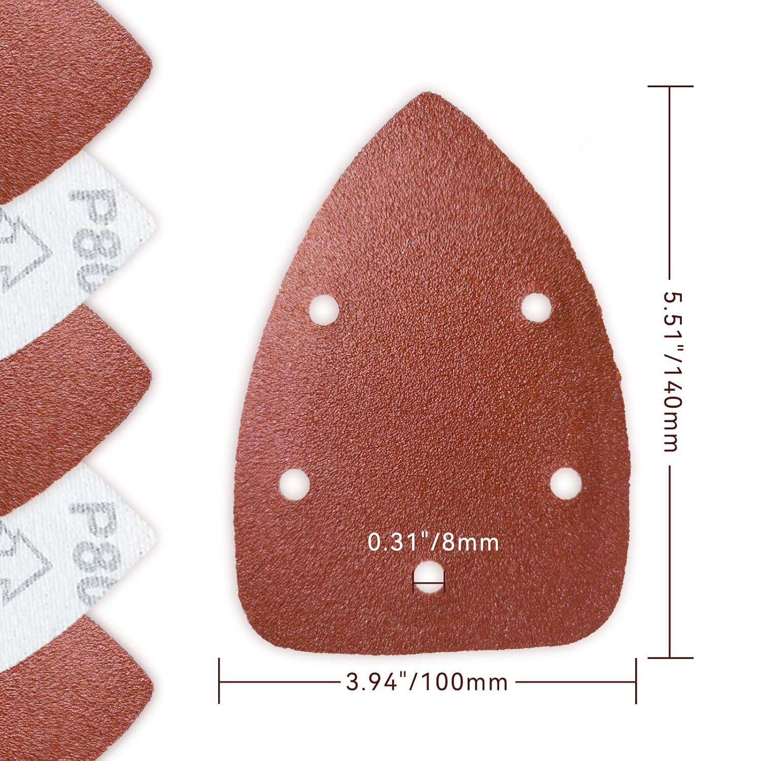 BRAND, CATEGORY, DETAIL SANDER PAPER, LOUZAGO, 50 Pcs 80 Grit Mouse Sandpaper, Aluminum Oxide Detail Sander Sandpaper Mouse Sanding Pads, Hook and Loop Palm Sander Pads Triangle Sanding Sheets for 140mm Sanding Machine (80 Grit)