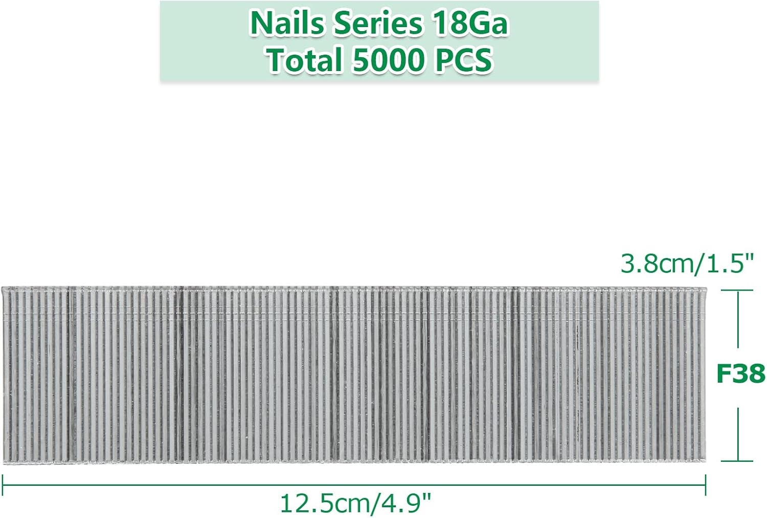 BRAD NAILS, BRAND, CATEGORY, ZOFORTY, 5000 PCS 18 Gauge Brad Nails F38 1-1/2 Inch Brad Nail Galvanized Brad Nails for Molding Repairing Cabinetry Building Assembly