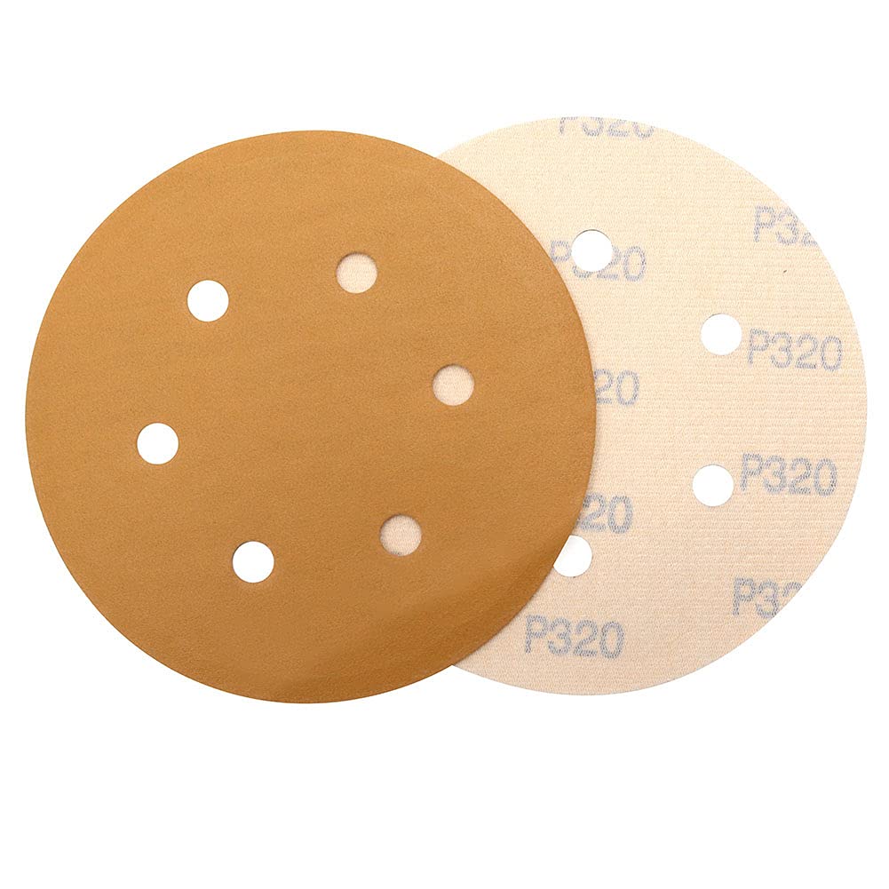 BRAND, CATEGORY, HOOK & LOOP DISCS, MAXMAN, 50PCS 6-Inch 6-Hole Hook and Loop Sanding Discs,320 Grit Wet Dry Random Orbital Sandpaper for Automotive and Woodworking