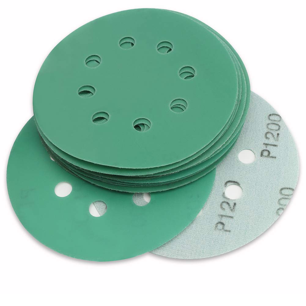 BRAND, CATEGORY, HOOK & LOOP DISCS, MAXMAN, 5Inch Sanding Discs,800 Grit Sandpaper,Wet Dry 8 Holes Dustless Film Green Line Hook and Loop Random Orbital Sander Paper by MAXMAN,20-Pack