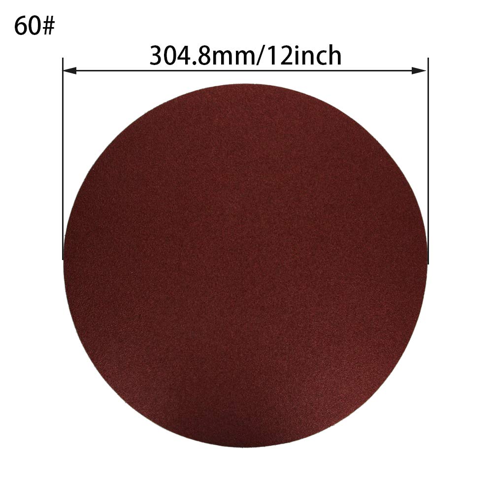 BETTOMSHIN, BRAND, CATEGORY, PSA DISCS, 5Pcs 12 inch 100# Sanding Disc, PSA No Hole Adhesive Back Sandpaper, Aluminum Oxide Assortment Self Stick Sanding Pad Abrasive Multipurpose Abrasive Grinding Polishing Tool Bettomshin