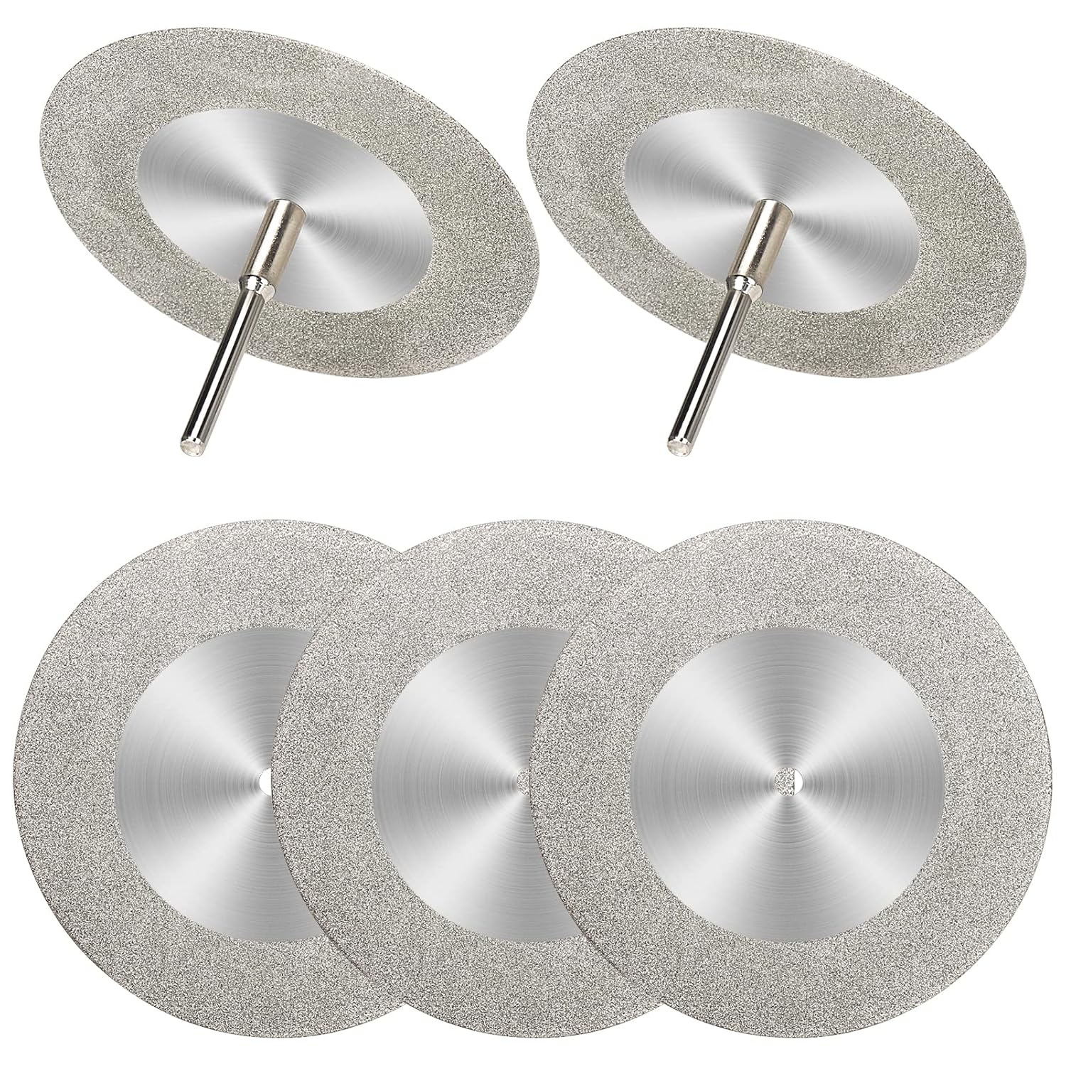 BRAND, CATEGORY, CUTTING WHEELS, SI FANG, 5Pcs 60mm Diamond Cutting Disc Cut Off Wheels with 5Pcs Mandrel 1/8'' Shank Stone Blade for Rotary Tool Drill Attachment Cutting Discs Polishing Glass Tiles Marble Plastic Jade (2.4in)