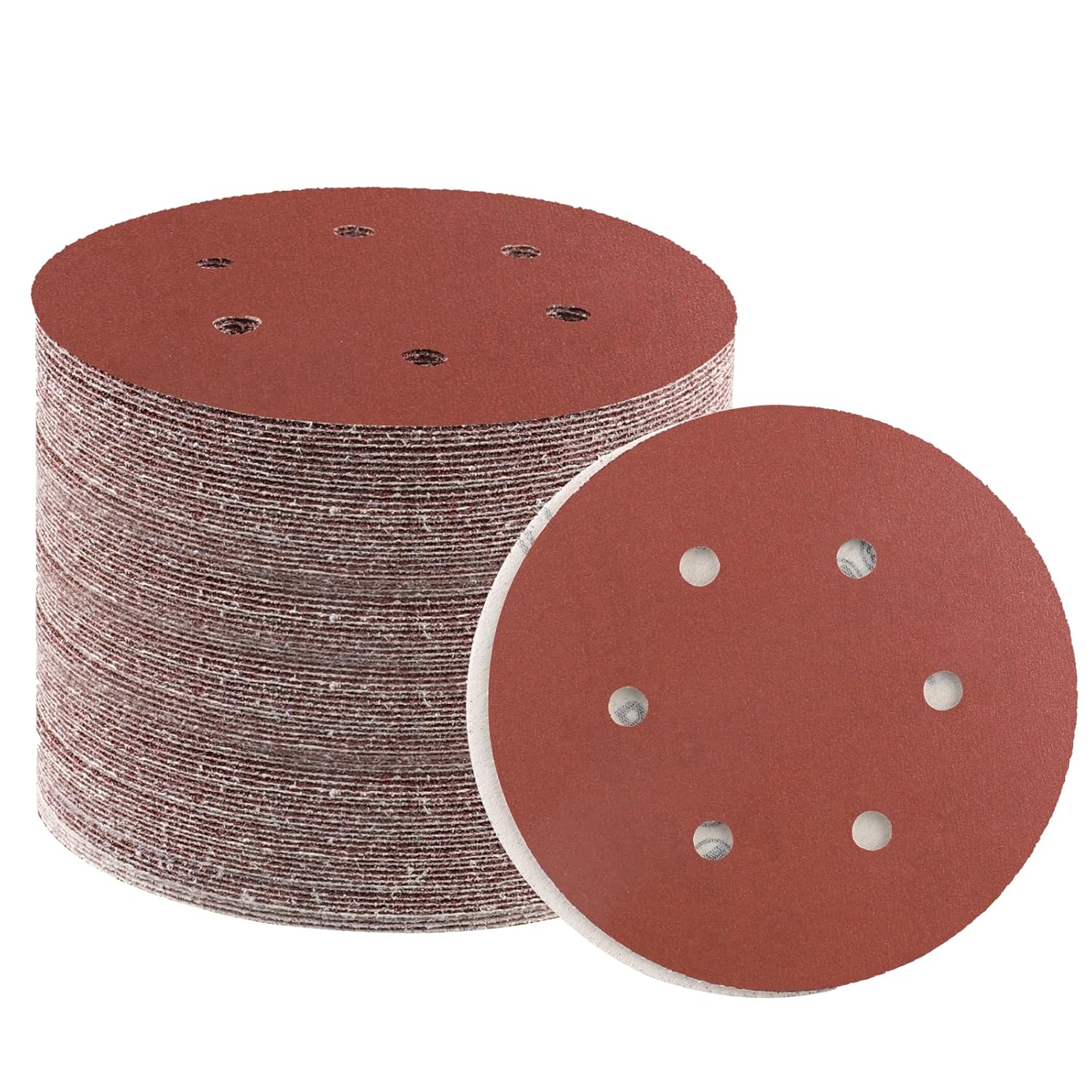 B BRESUCNY, BRAND, CATEGORY, HOOK & LOOP DISCS, 6 Inch 180 Grit Sanding Discs, 50 PCS 6 Hole Hook and Loop Sandpaper, Round Aluminum Oxide Sand Paper Discs for Sander