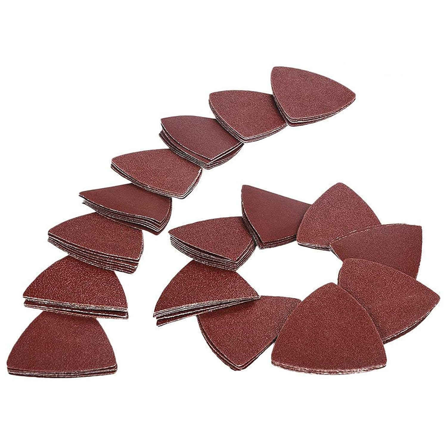 BRAND, CATEGORY, KINGBRA, SANDING PADS, 60 Pcs 80mm Triangular Multitool Sandpaper for Wood Sanding Assorted 60 80 120 180 240 320 Grits Fit 3-1/8 Inch Oscillating Multi Tool Sanding Pads