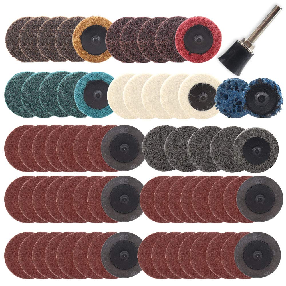 BRAND, CATEGORY, QUICK CHANGE DISCS, SI FANG, 68Pcs 1 inch Quick Change Sanding Discs Set Fine Medium Coarse Grit Surface Conditioning Discs R Type Quick Change Disc with 1/4'' Shank Disc Pad Holder for Die Grinder Attachments