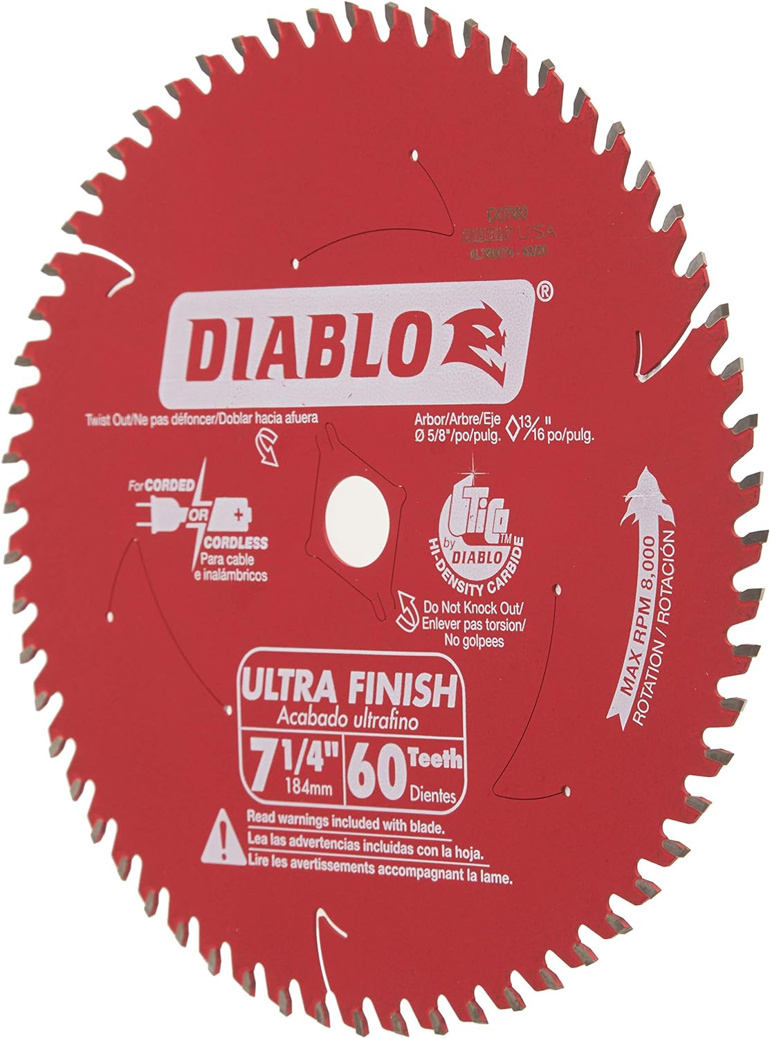 BRAND, CATEGORY, CIRCULAR SAW BLADES, DIABLO, 7-1/4-Inch 60T Diablo Ultra Finish Work Table Saw Blade