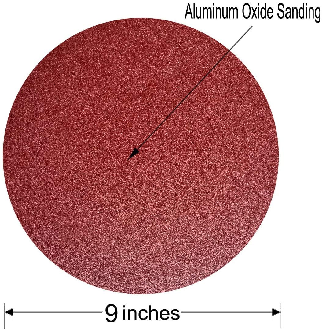 BRAND, CATEGORY, H2SOLUTION, PSA DISCS, 9-Inch NO-Hole PSA Aluminum Oxide Self Stick Sanding Disc, 5 Each of 80 120 180 240 320 400 Grits，30 Pack