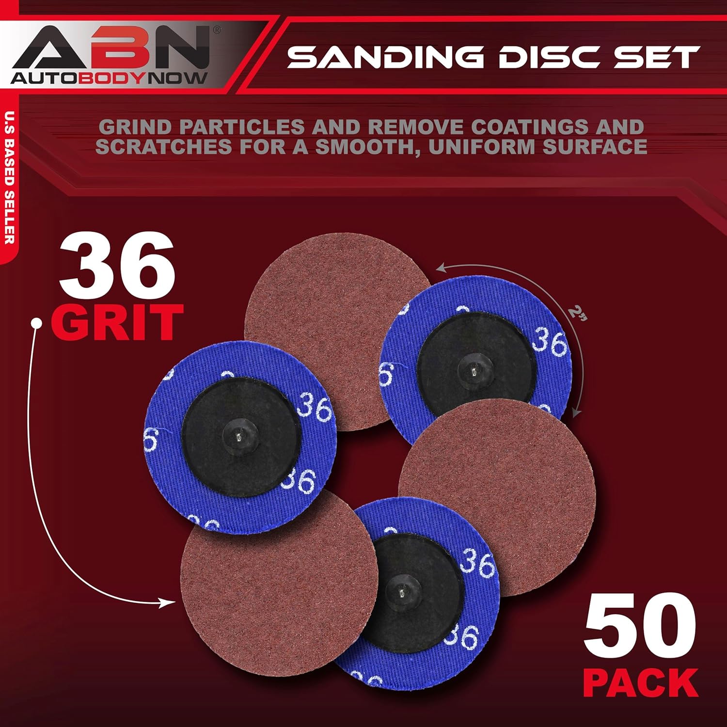 ABN, BRAND, CATEGORY, HOOK & LOOP DISCS, ABN Aluminum Oxide Sandpaper Disc, 50pk - 2in 240 Grit Sanding Disc Set, Cirlce Sander Pads Abrasive Round Sandpaper