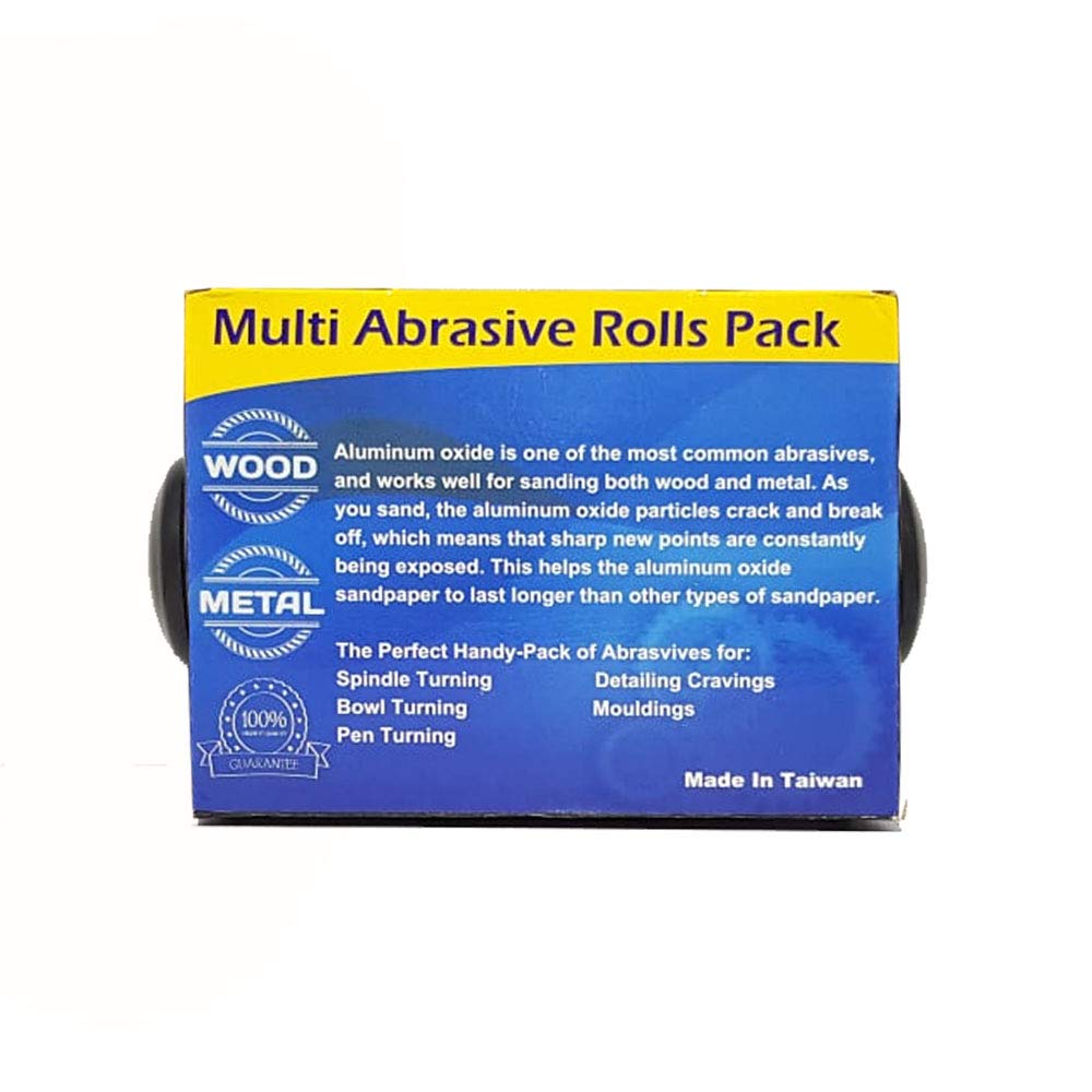 BRAND, CATEGORY, SANDING ROLLS, UNION PADS & ABRASIVES, Abrasive 4 Roll Multi Pack - Cloth Abrasive 1" x 20' Rolls Ideal for Wood Turners, Furniture Restoration, Automotive, Home, Workshop and General Use