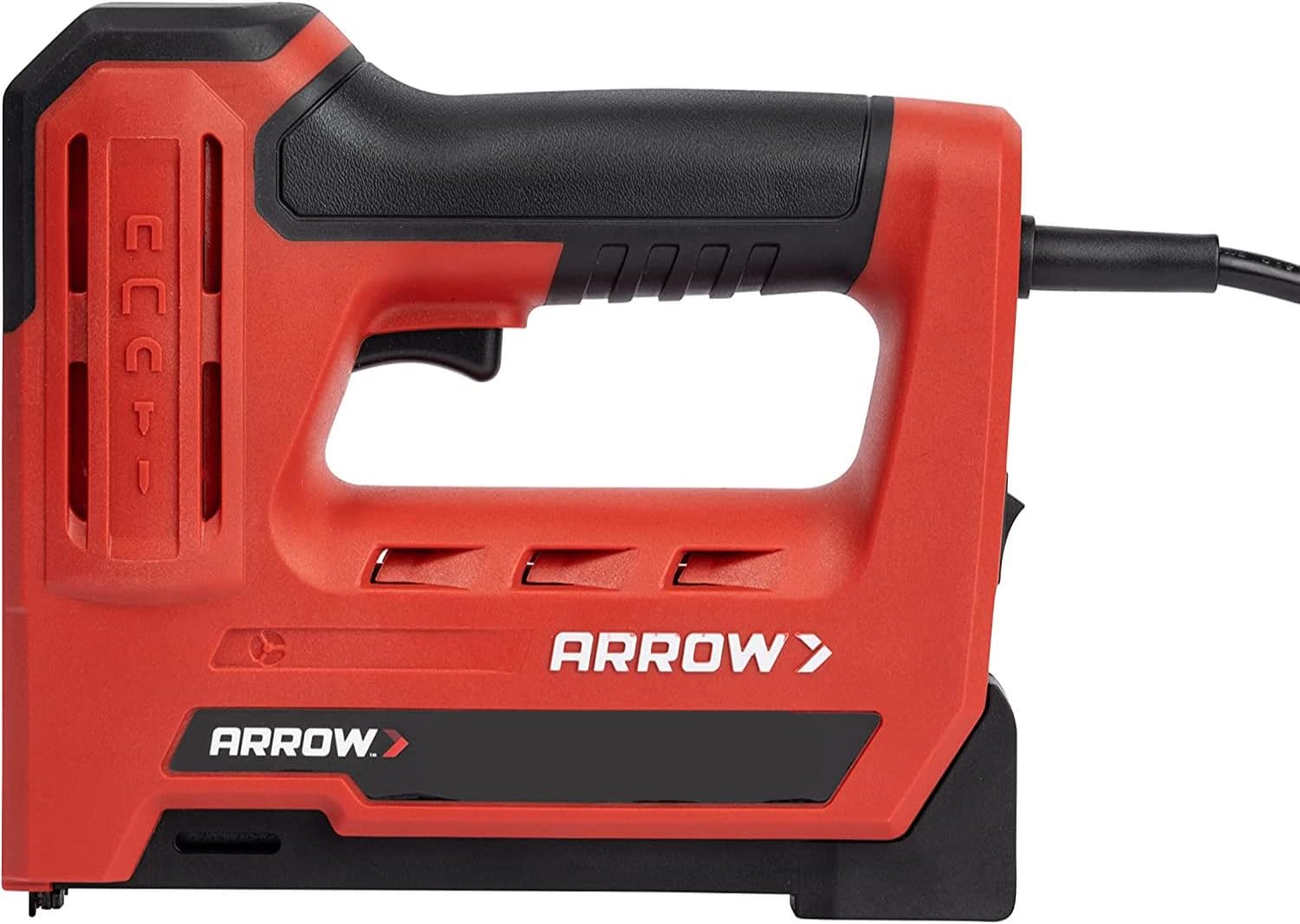 ARROW, BRAND, CATEGORY, STAPLERS & TACKERS, Arrow ET501F Corded 5-in-1 Professional Electric Staple and Nail Gun, Wire Stapler, and Brad Nailer for Upholstery, Framing, Insulation, Crafts, Fencing, and Cable, Black/Red