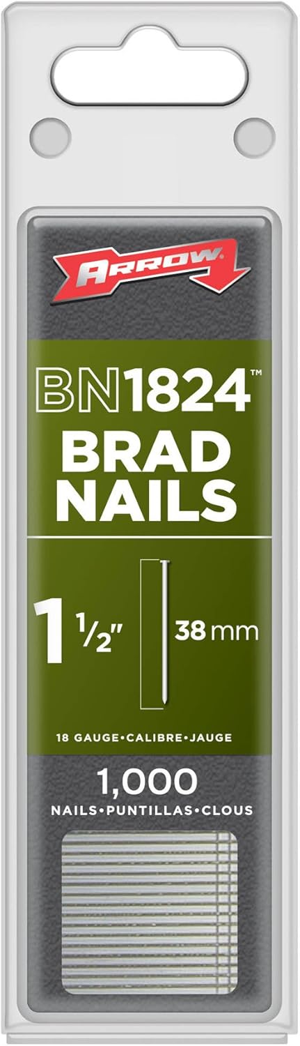 ARROW, BRAD NAILS, BRAND, CATEGORY, Arrow Fastener BN1824 Genuine 1-1/2-Inch Brad Nails with Steel T Head, 1000-Pack