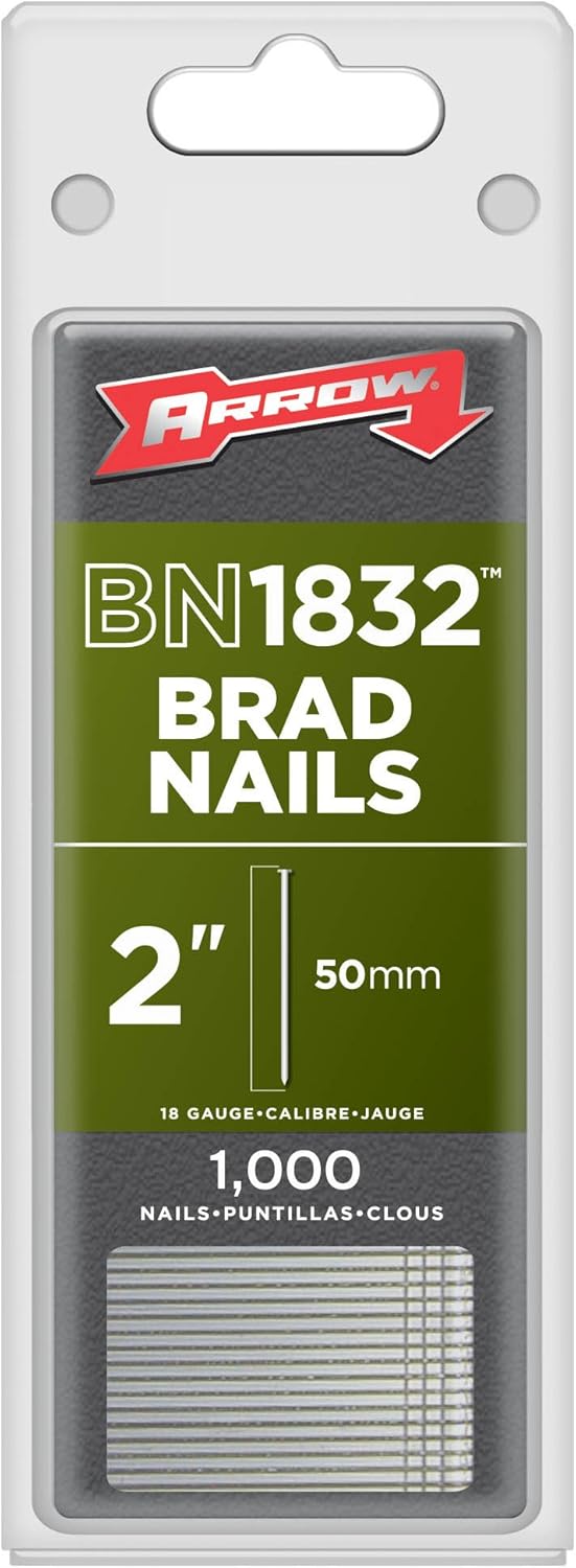 ARROW, BRAD NAILS, BRAND, CATEGORY, Arrow Fastener BN1832 Genuine 2-Inch Brad Nails with Steel T Head, 1000-Pack