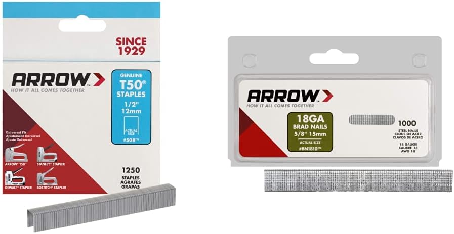 ARROW FASTENER, BRAD NAILS, BRAND, CATEGORY, Arrow Heavy Duty Staples (1250 Count) and Arrow Brad Nails (1000 Count)