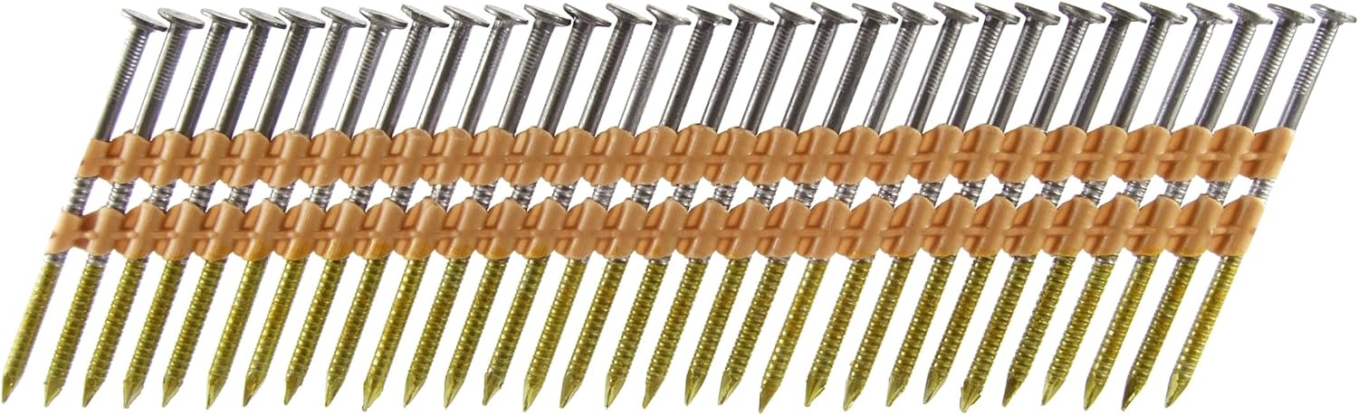 B&C EAGLE, BRAND, CATEGORY, FRAMING NAILS, B&C Eagle A238X113R/22 Round Head 2-3/8-Inch x .113 x 22 Degree Bright Ring Shank Plastic Collated Framing Nails (500 per box)