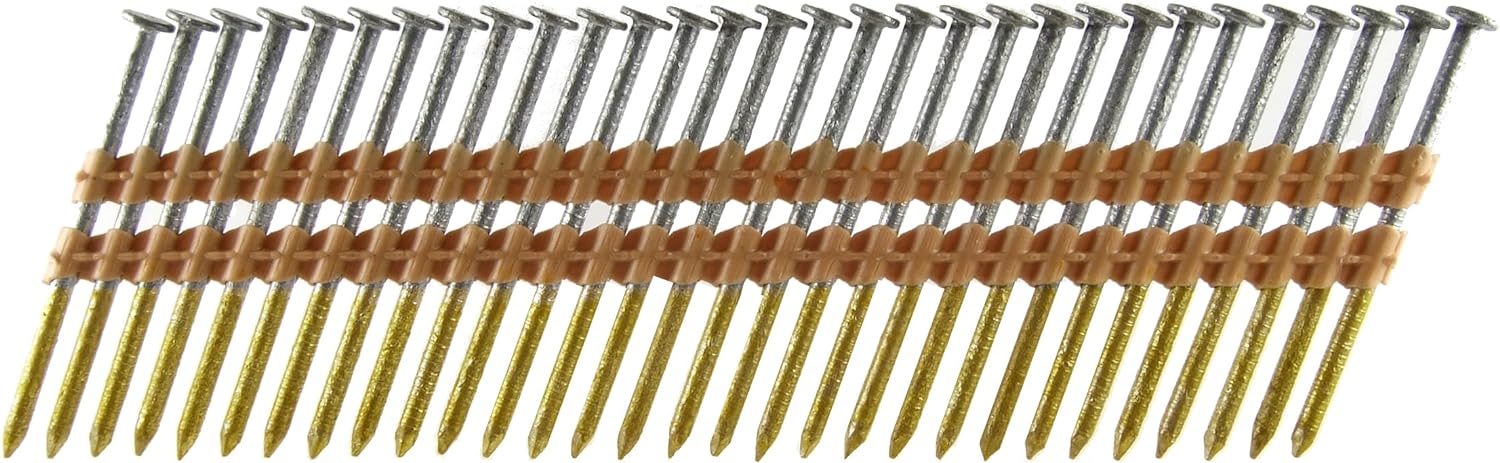 B&C EAGLE, BRAND, CATEGORY, FRAMING NAILS, B&C Eagle 238X113HDR/22B Round Head 2-3/8-Inch x .113 x 22 Degree Hot Dip Galvanized Ring Shank Plastic Collated Framing Nails (5,000 per box)