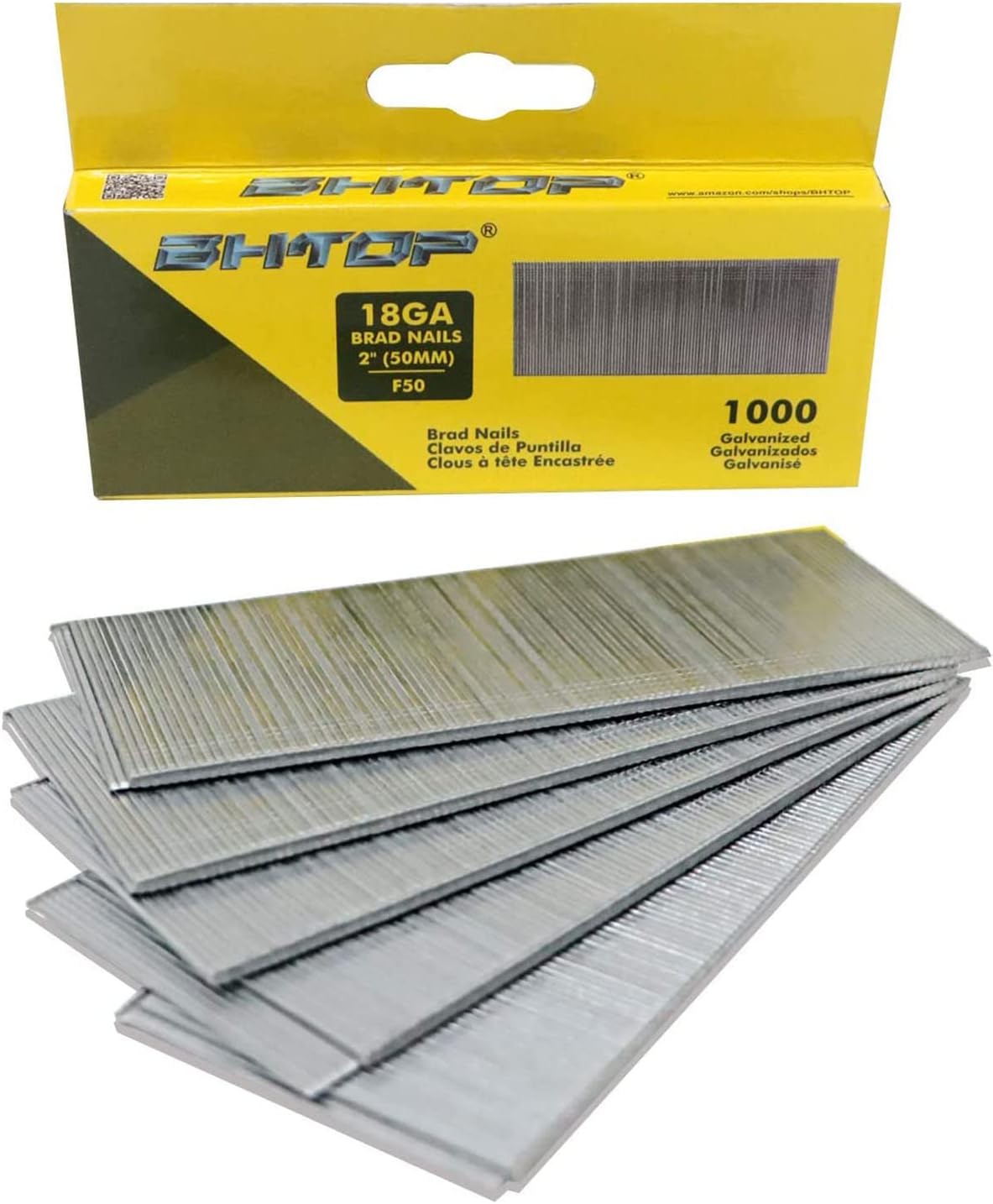 BHTOP, BRAD NAILS, BRAND, CATEGORY, BHTOP F50 2" 18 Guage Galvanized brad Nails (1000-Pack)