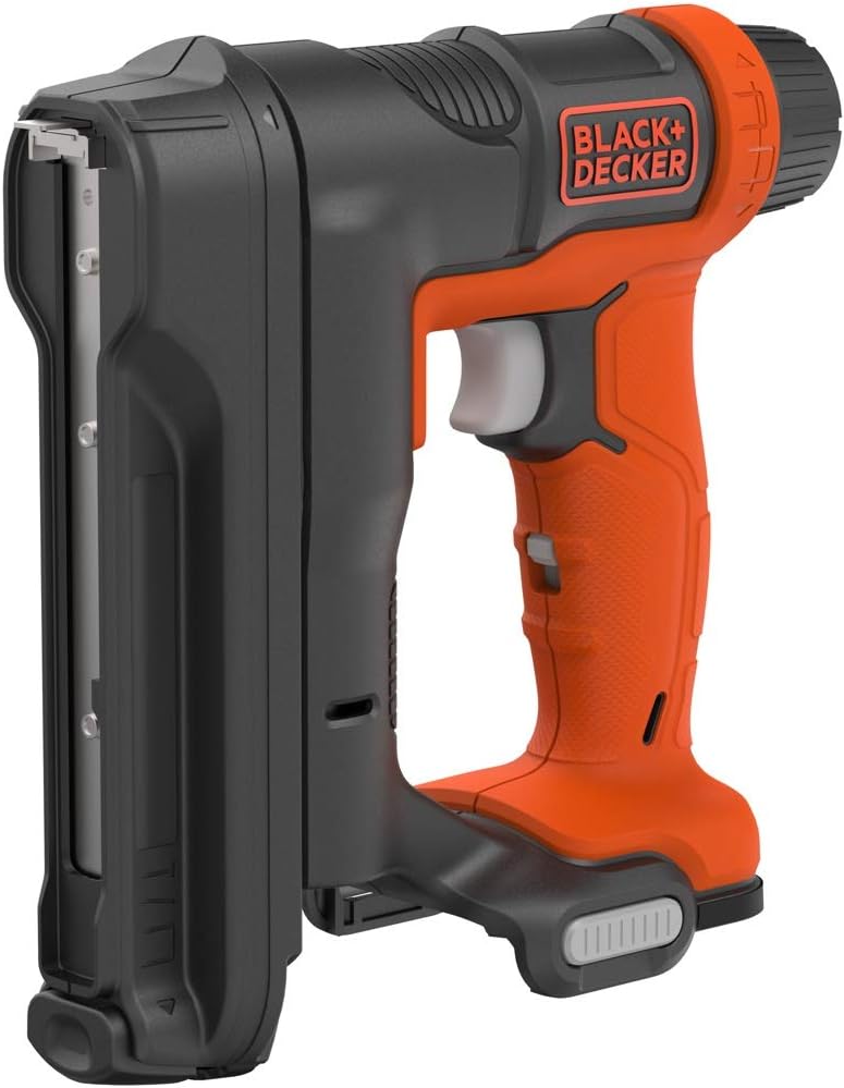 BLACK+DECKER, BRAND, CATEGORY, STAPLERS & TACKERS, BLACK + DECKER BDCT12N-XJ Stapler/Nailer, 12V, Orange (No Battery/Charger), T50 Staples 8-14mm, Nails 14-16mm, 80 Capacity, Style: Stapler only, Power Adjustment