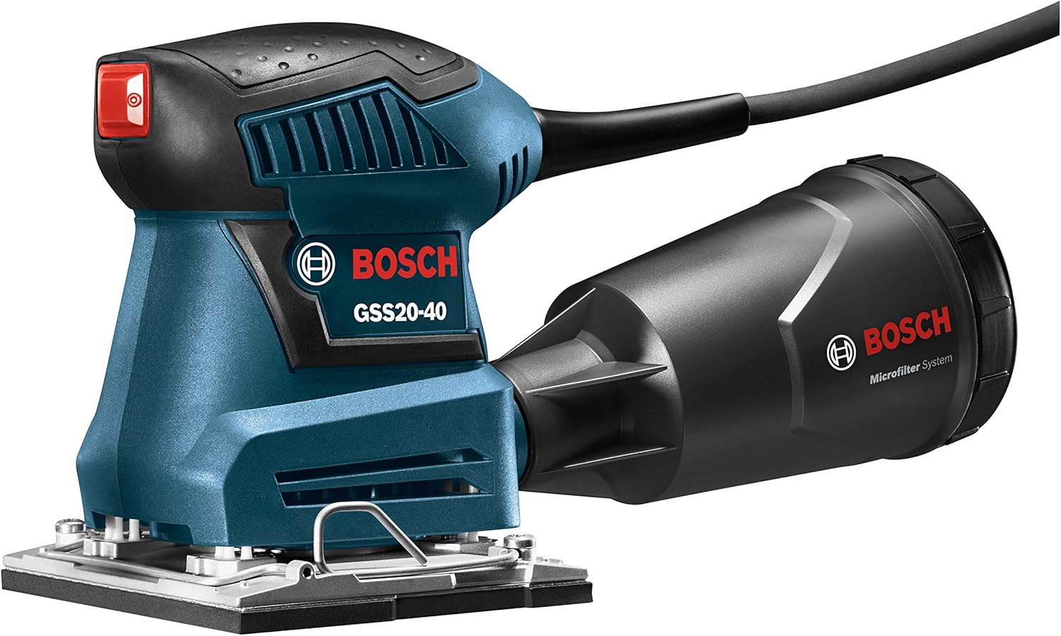 BOSCH, BRAND, CATEGORY, RANDOM-ORBIT SANDERS, BOSCH GSS20-40 Orbital Finishing Sander 1/4-Sheet, 2 Amp, 12000 OPM with Dust Collector