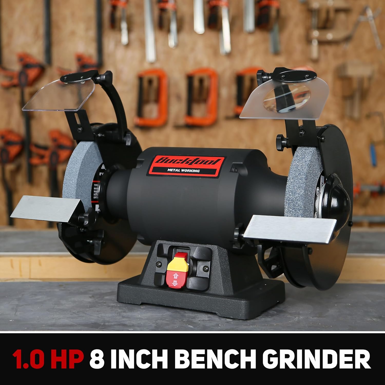 BENCH GRINDERS, BRAND, BUCKTOOL, CATEGORY, BUCKTOOL 8 inch Dual Speed Bench Grinder & Buffer, Professional Low High Speed Bench Grinder Buffer with Cast Iron Base TDS-200DS