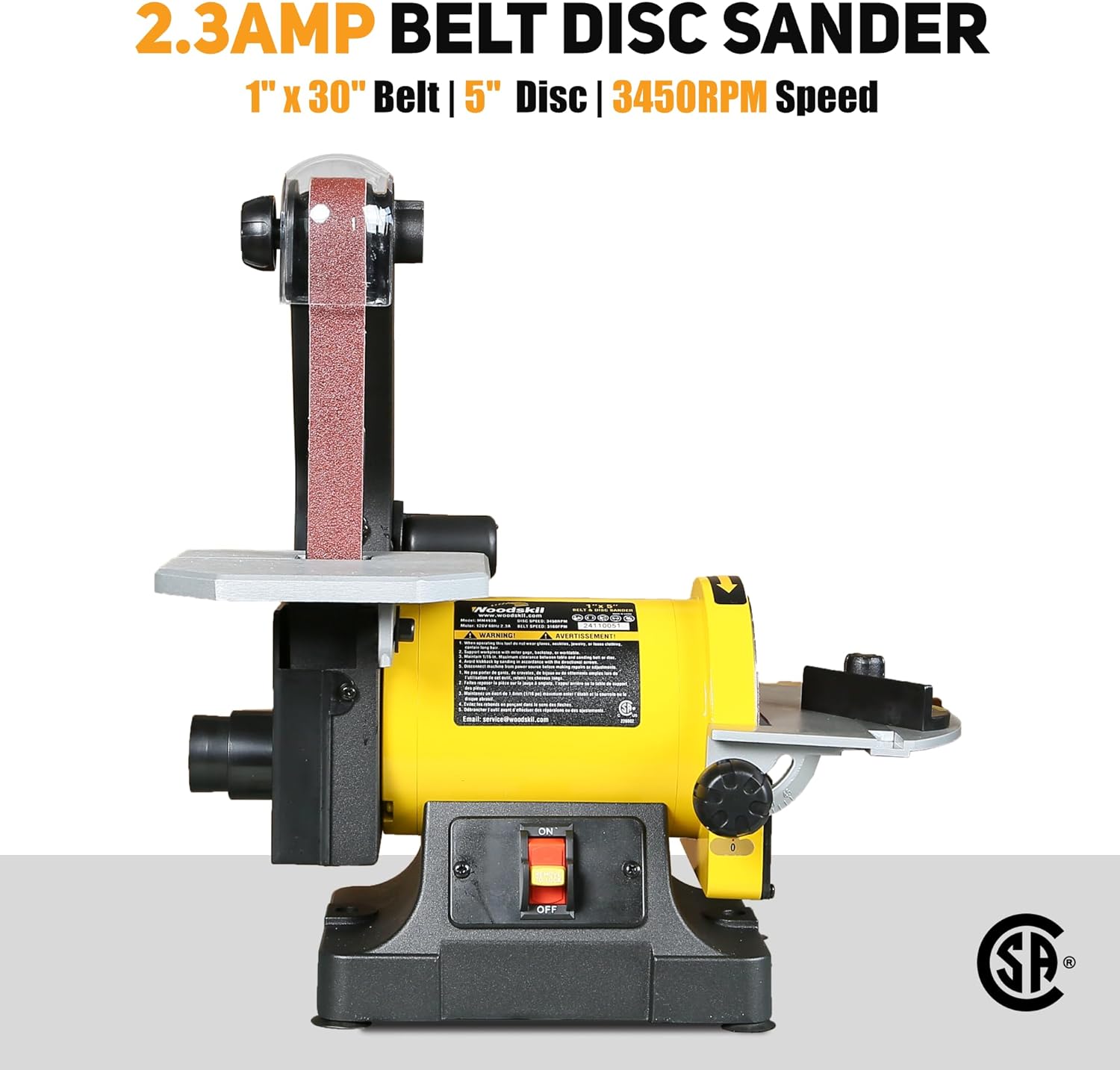 BRAND, CATEGORY, COMBINATION DISC & BELT SANDERS, WOODSKIL, Belt Sander, 1 in. x 30 in. Belt Sander and 5 in. Disc Sander, Disc Belt Sander for Woodworking, Bench Sander Upgraded Model